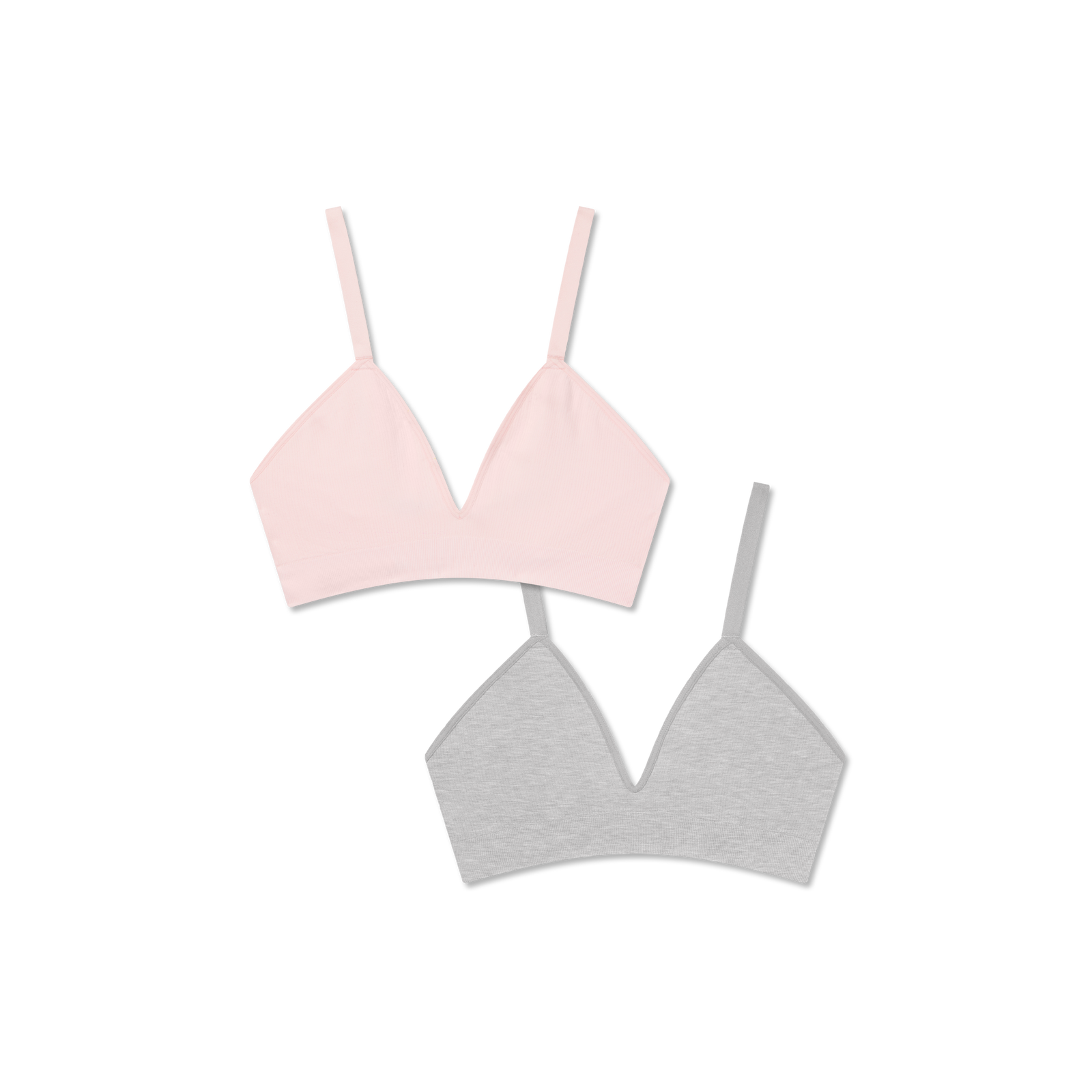 Women's Seamless Triangle Bralette 2-Pack - Blush x Varsity Grey Heather L