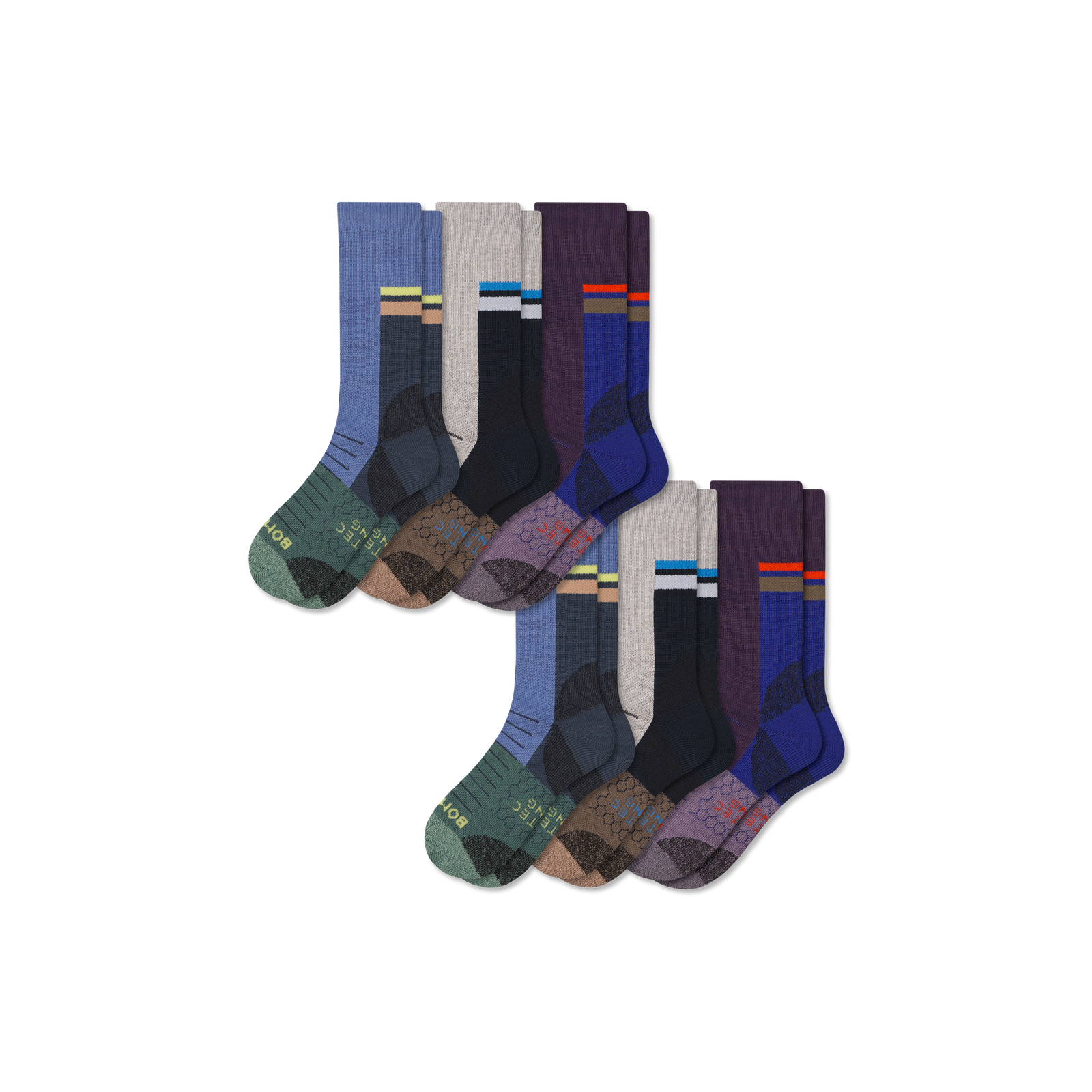 Hiking Calf Sock 6-Pack - Botanic Blue Mix L