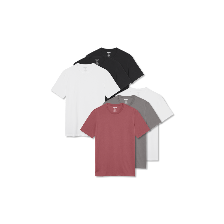 Men's Pima Cotton Slim Crew Neck T-Shirt 6-Pack - Soft Layer Ready
