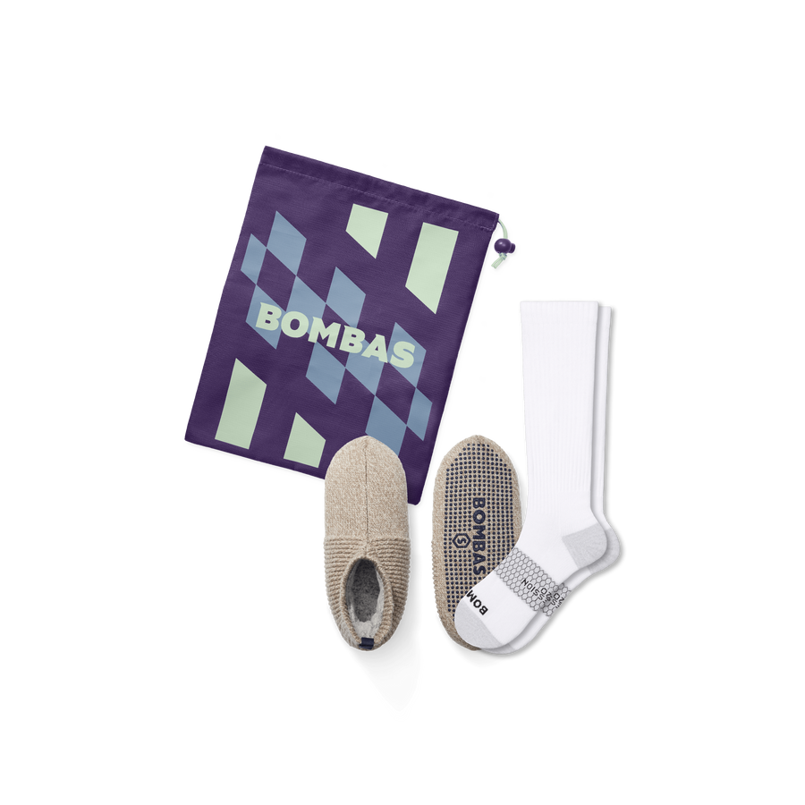 Women's Travel Compression Sock and Gripper Slipper 2-Pack - Training Ready