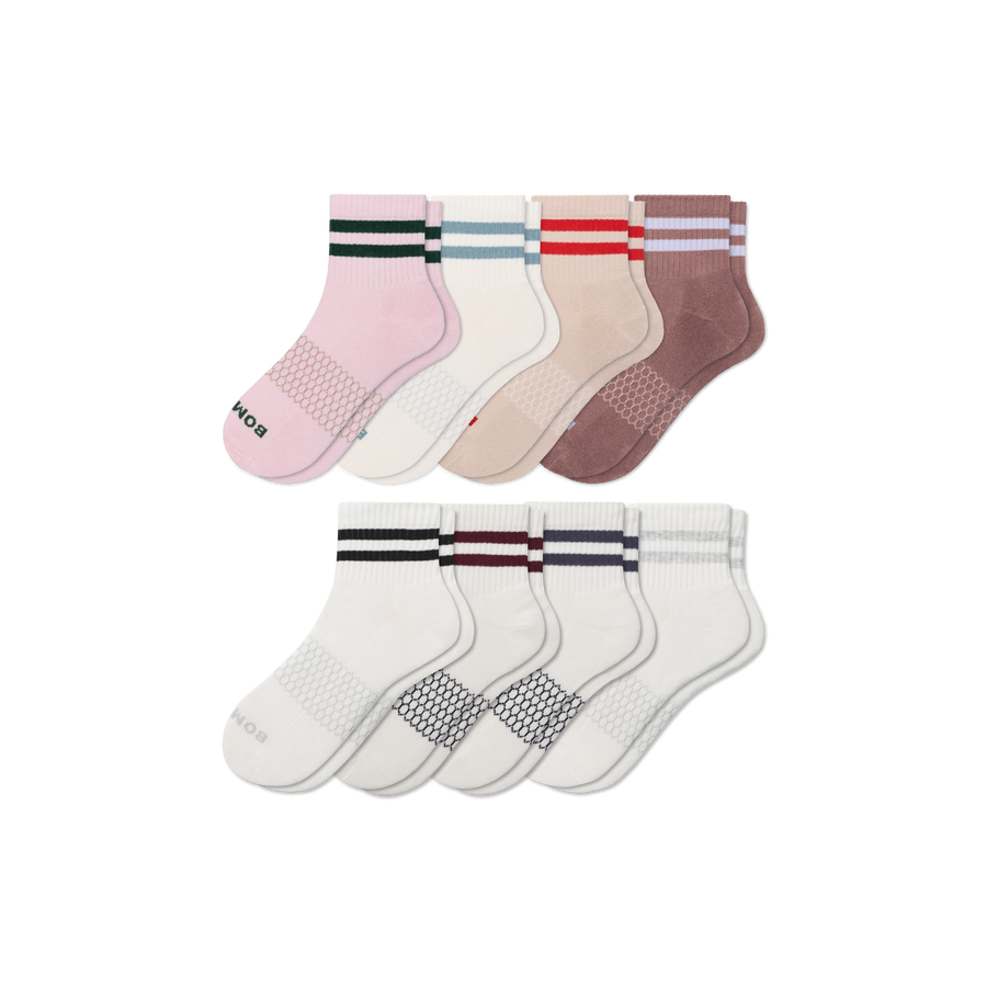 Women's Vintage Stripes Quarter Sock 8-Pack - Fresh Home Step
