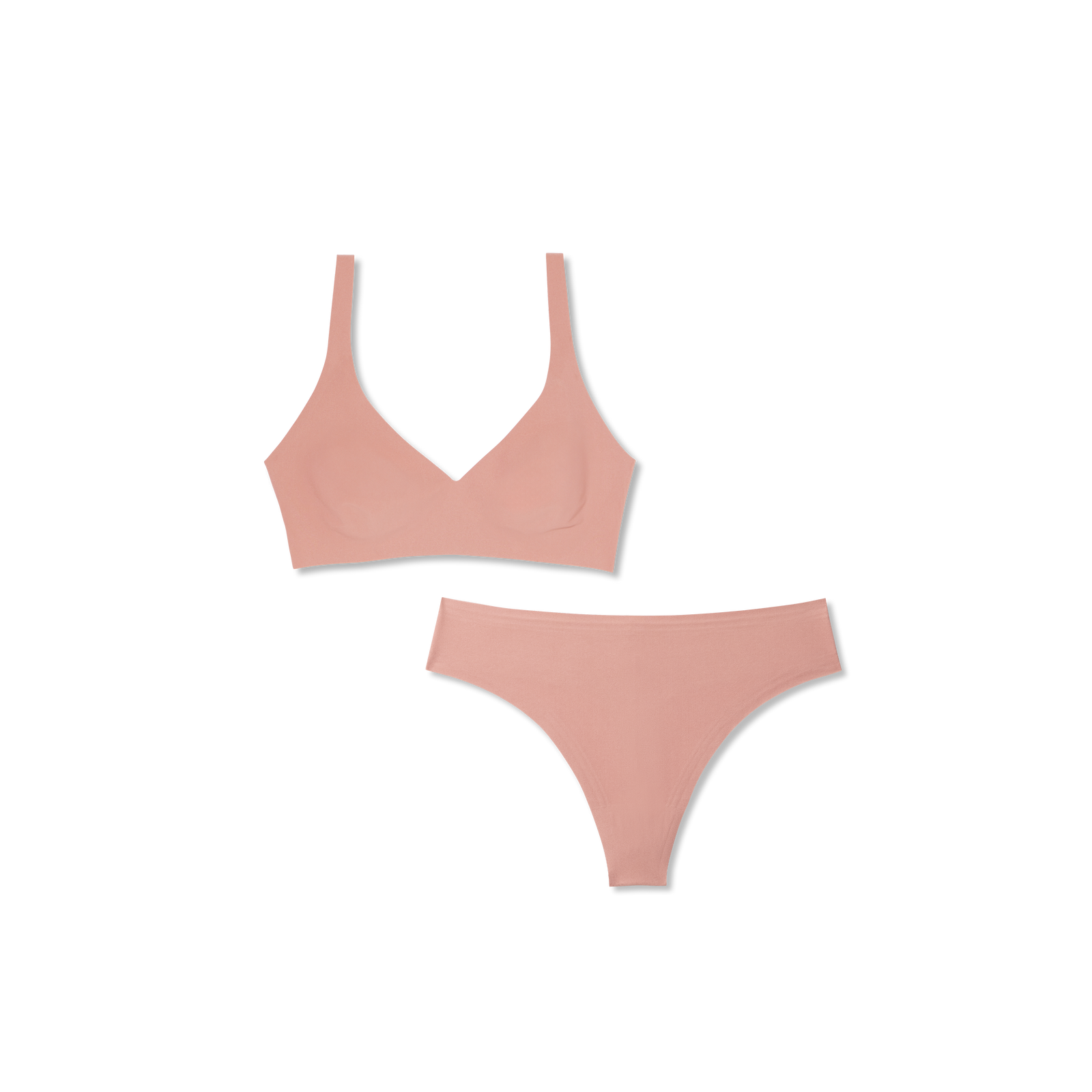 Women’s No Show Plunge Bralette + Thong - Coco Plum