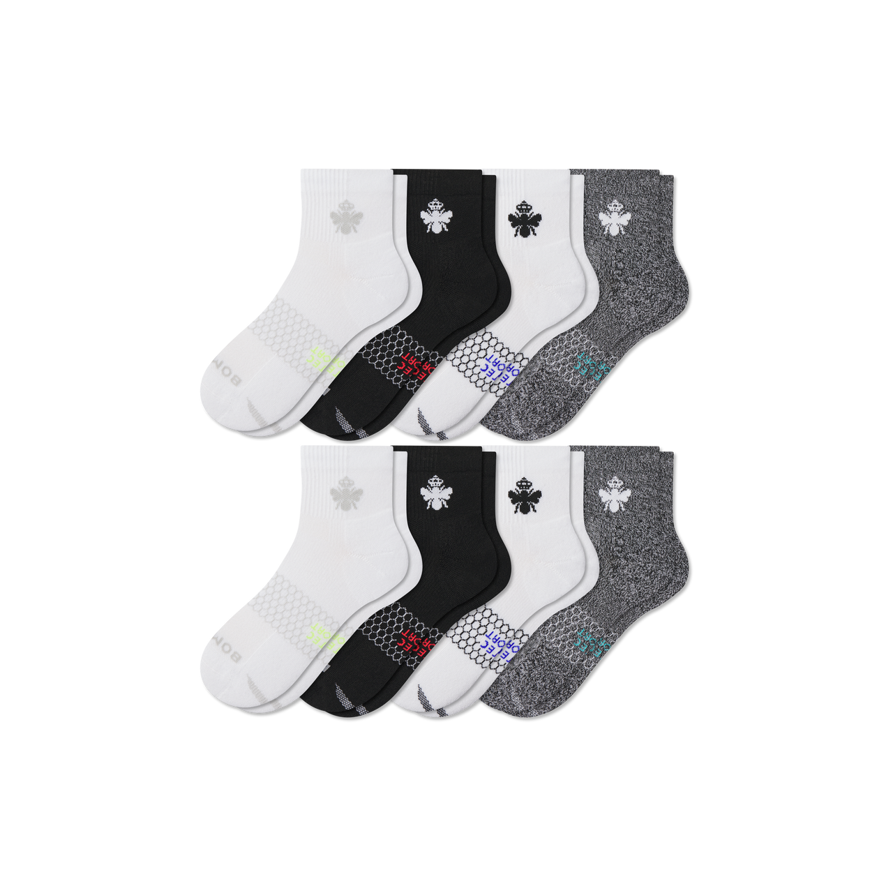 Men's All Sport Quarter Sock 8-Pack - Core Mix L