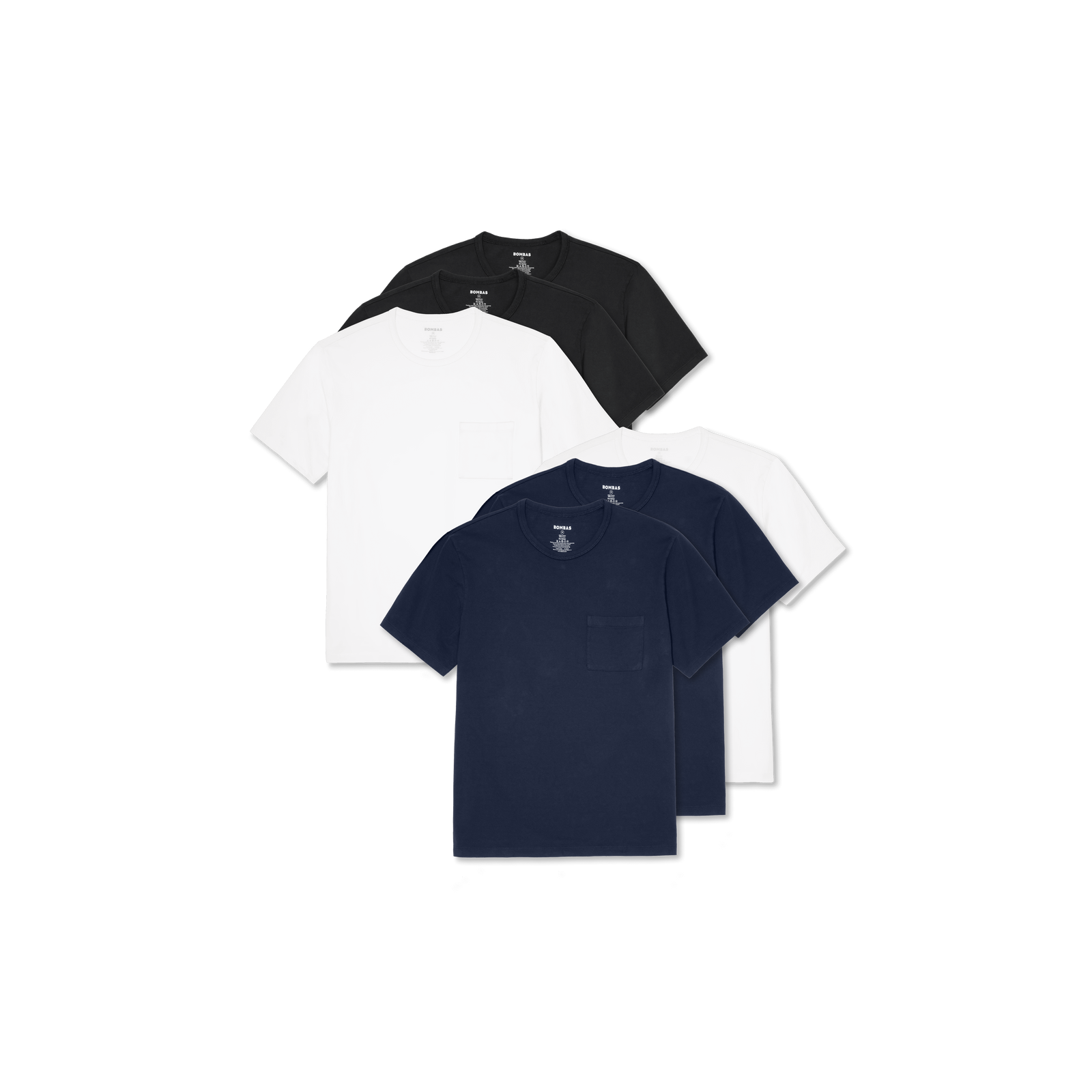 Women's Premium Weight Pocket Crew Neck T-Shirt 6-Pack - Dark Navy Mix L [7248]