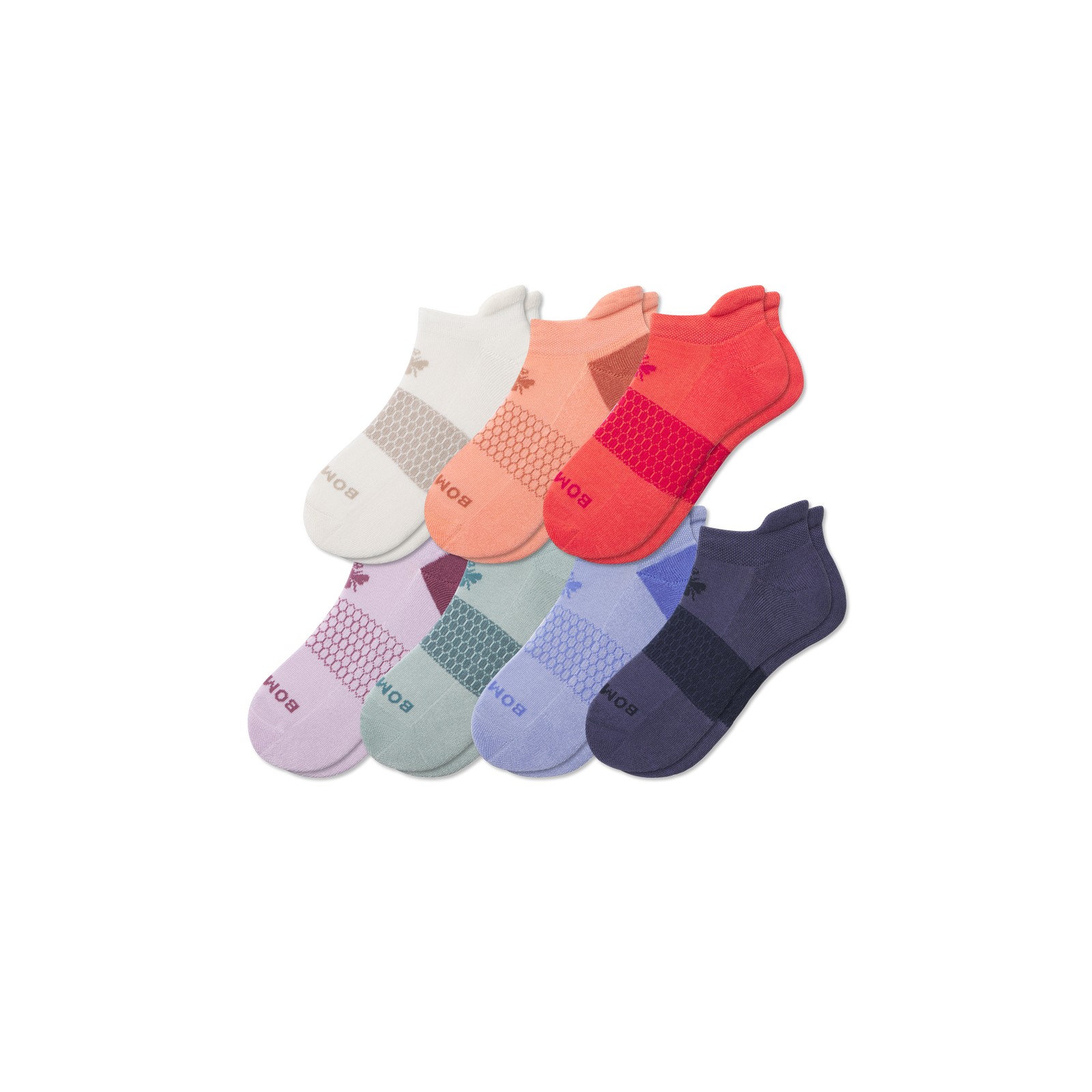 Women's Week of Bombas Ankle Sock 7-Pack - Dawn Lavender Mix L [8412]
