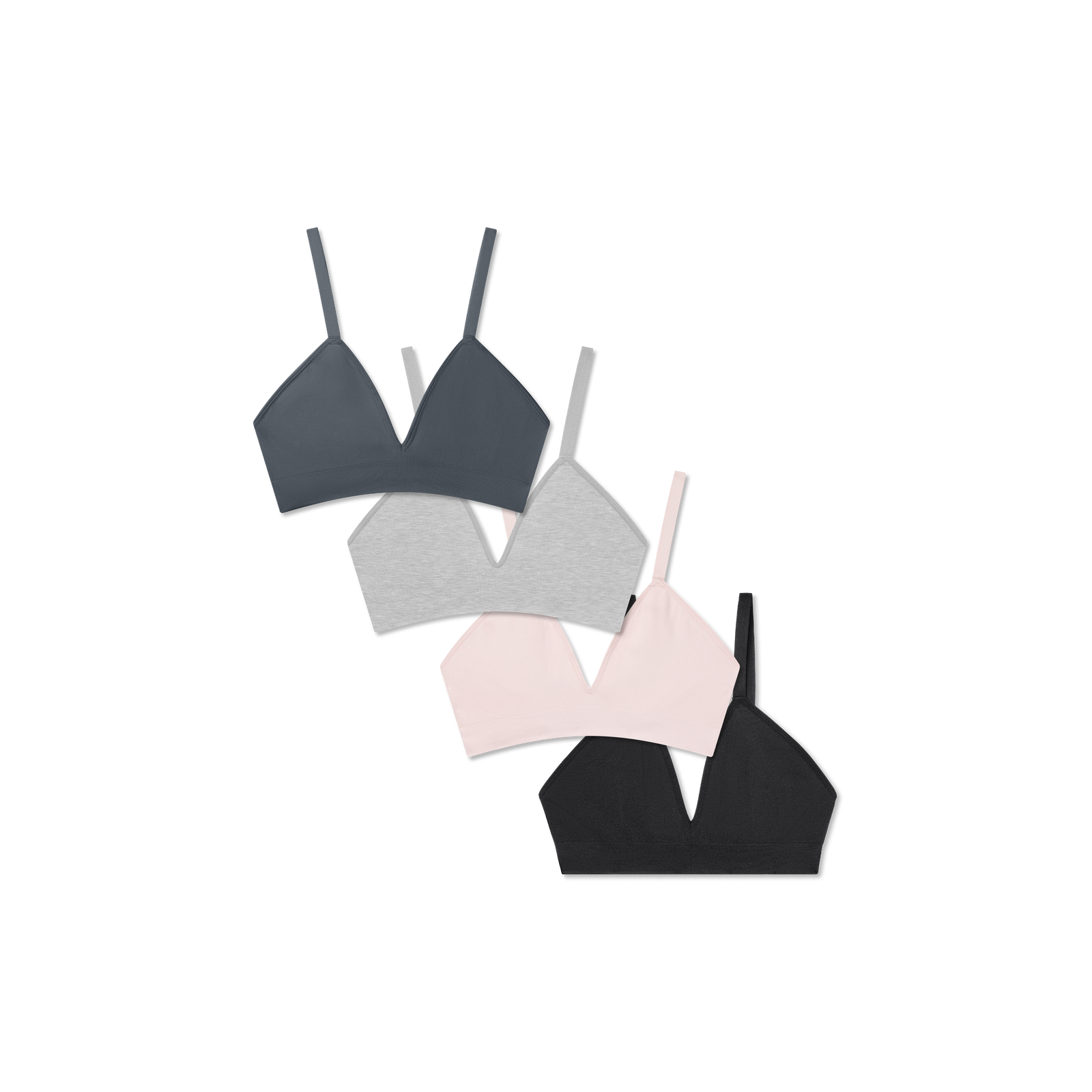 Women's Seamless Triangle Bralette 4-Pack - Grey Blush Mix L