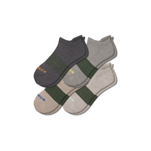 Men's Kind Knit Ankle Sock 4-Pack - grey-camel-mix - 1