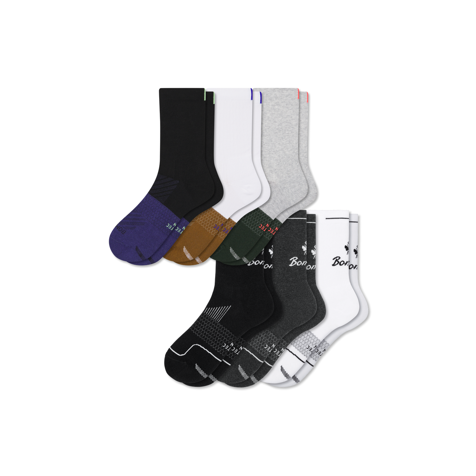 Men's Running Half Calf Sock 6-Pack - grey indigo mix