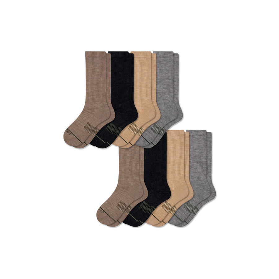 Men's Merino Wool Blend Modern Rib Calf Sock 8-Pack - Active Crew Move