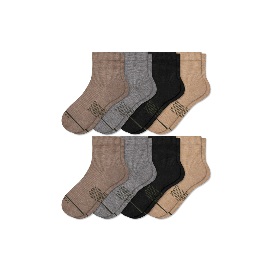 Women's Merino Wool Blend Modern Rib Quarter Sock 8-Pack - Breathable Shift Move