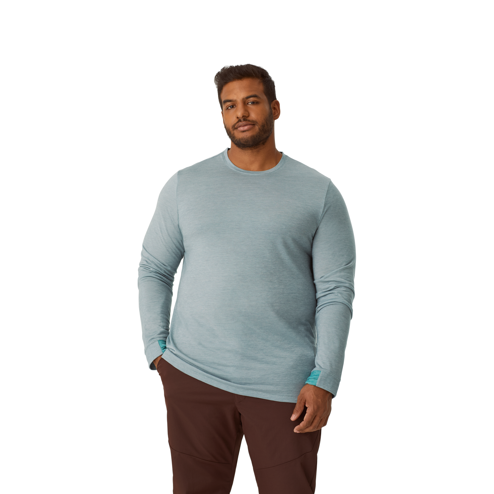 Men's Merino Wool Crew Neck Long Sleeve T-Shirt - haze - 11