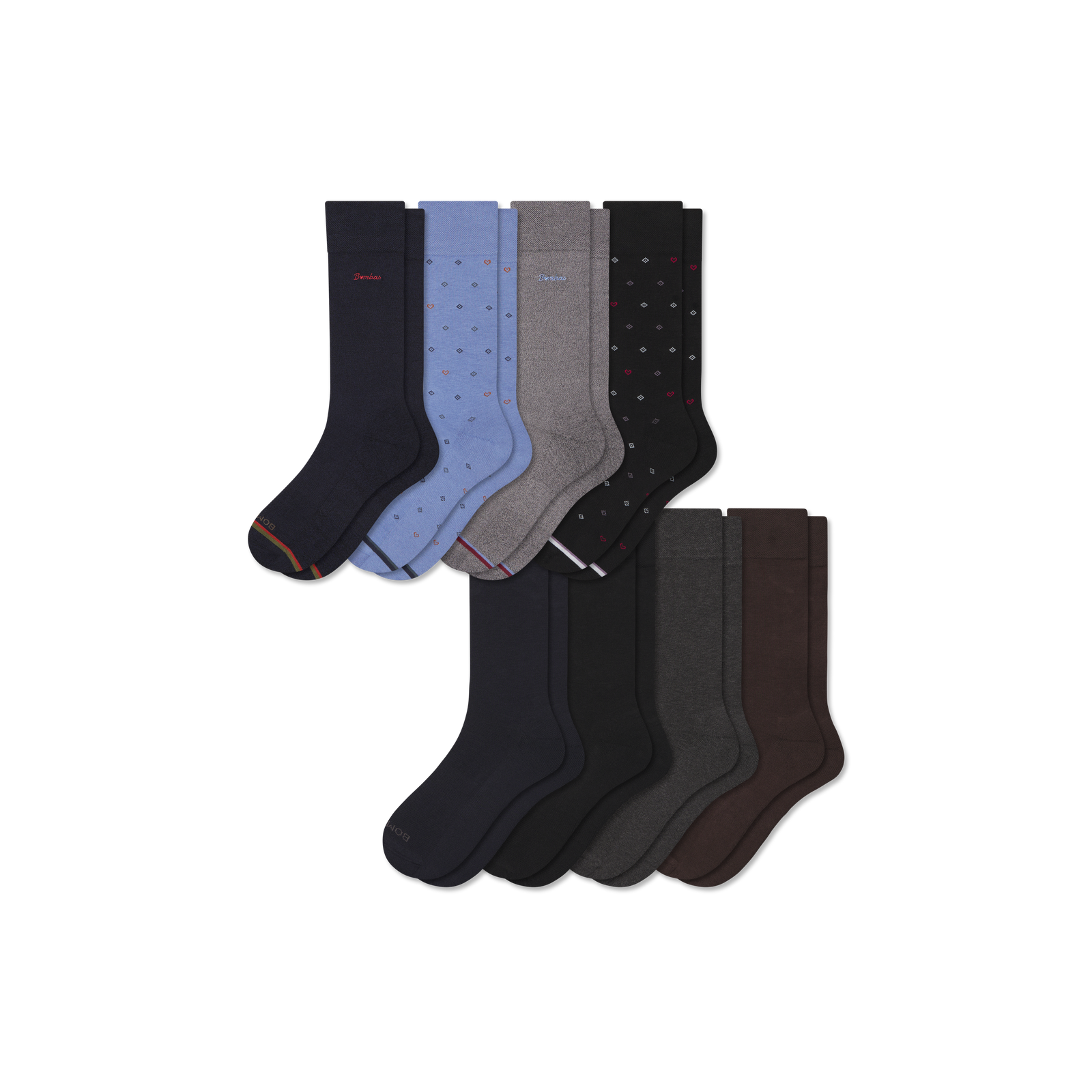 Men's Dress Calf Sock 8-Pack - Heart Logo Mix L