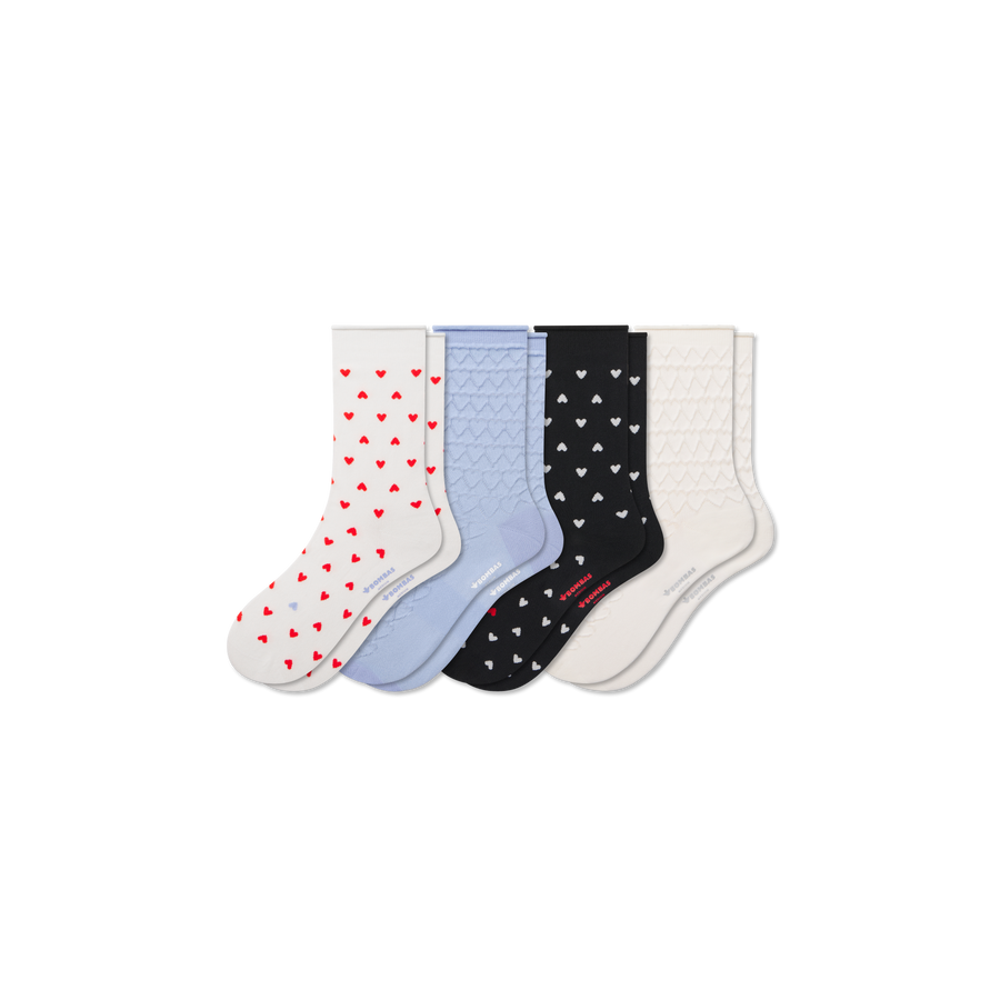 Women’s Hearts Half Calf Sock 4-Pack - Comfort Ankle Wear