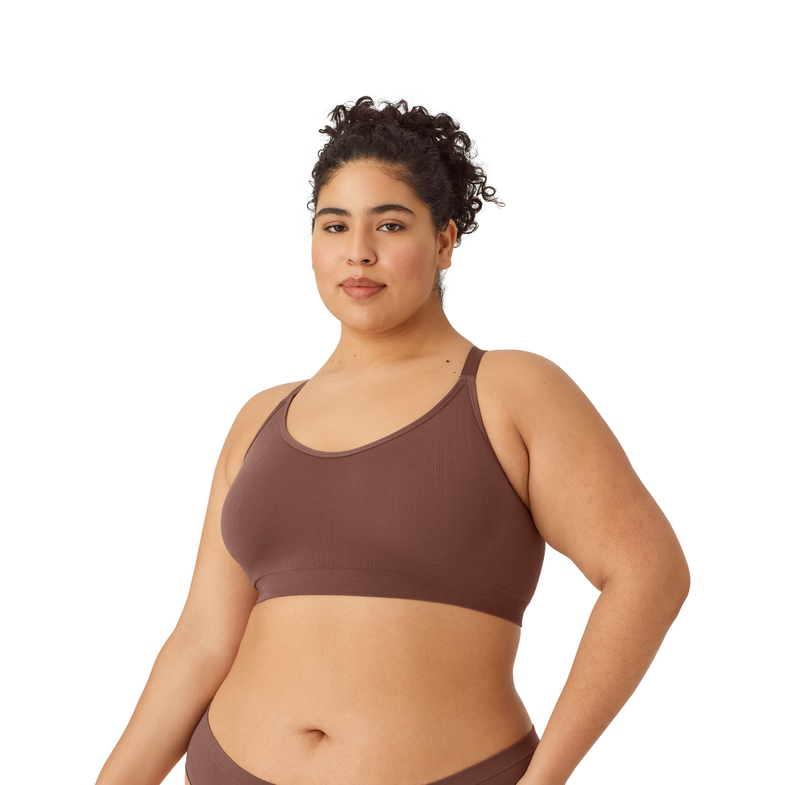 Ribbed Seamless Bralette Hickory WO1 Plus