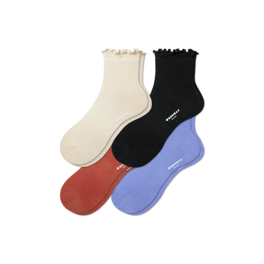Women's Lightweight Frill Quarter Sock 4-Pack - Run Hike Wear