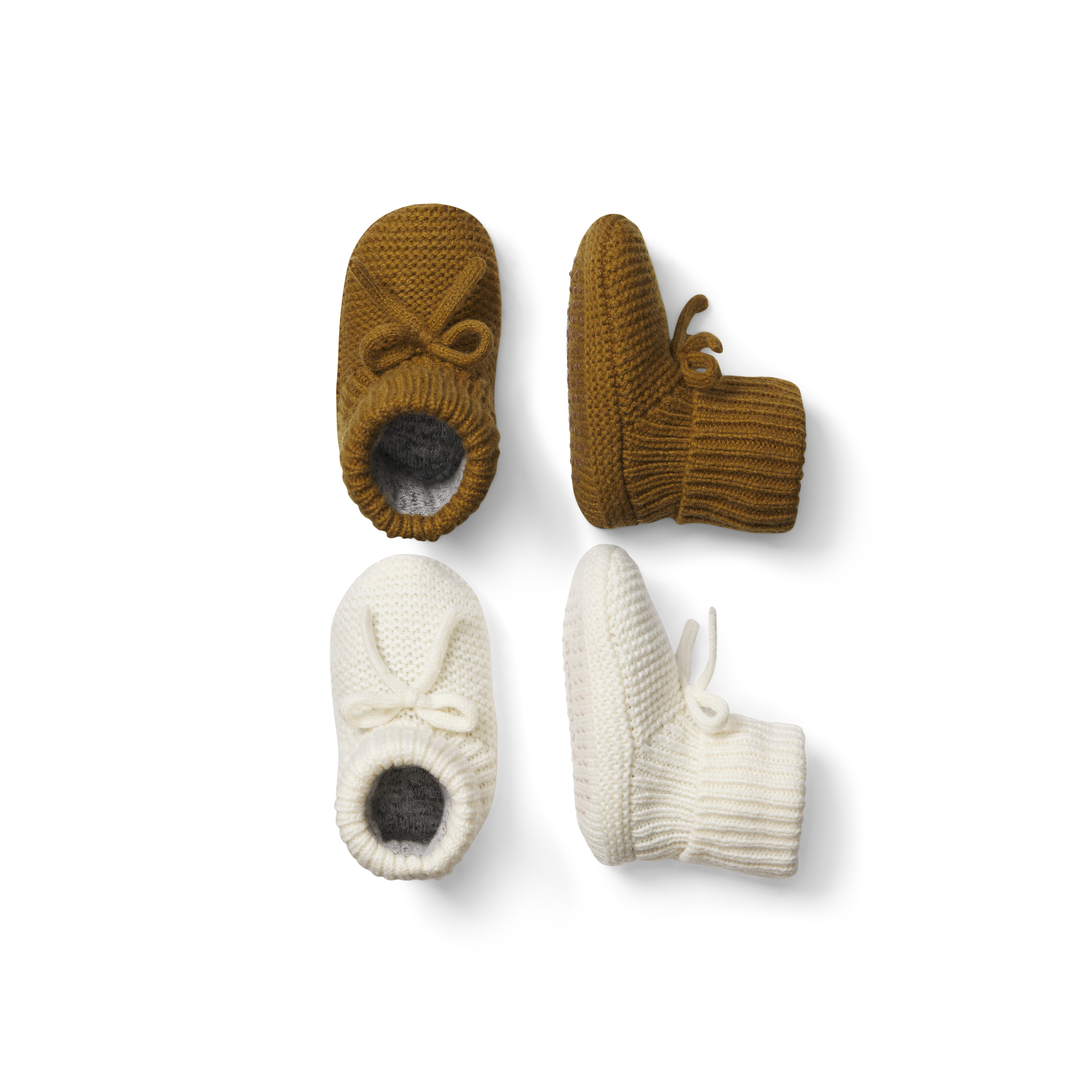 Baby Bow Gripper Slipper 2-Pack - Ivory x Desert Khaki / 6-12 L