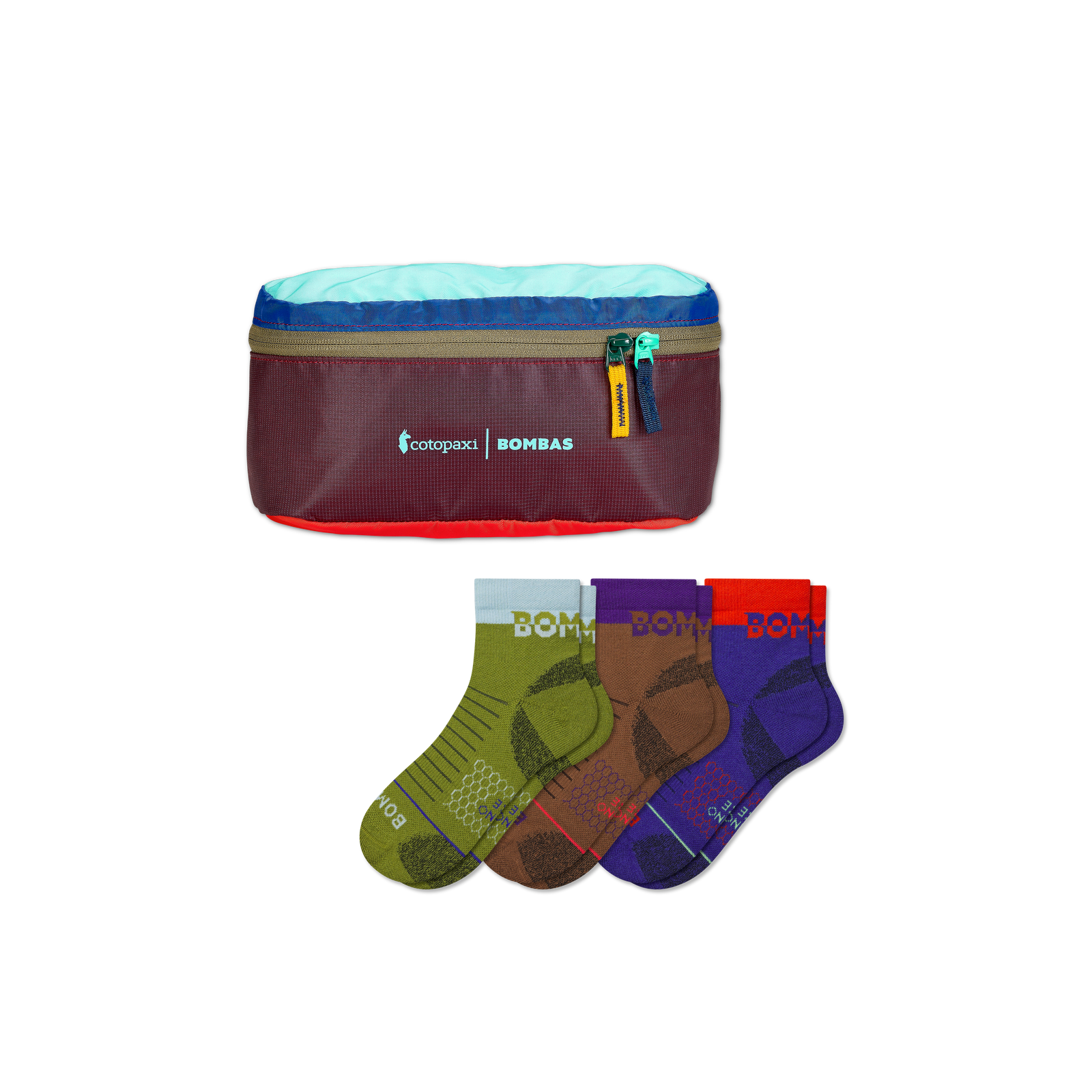 Merino Hiking Quarter Sock 3-Pack & Cotopaxi Fanny Pack - Lava Olive Mix L