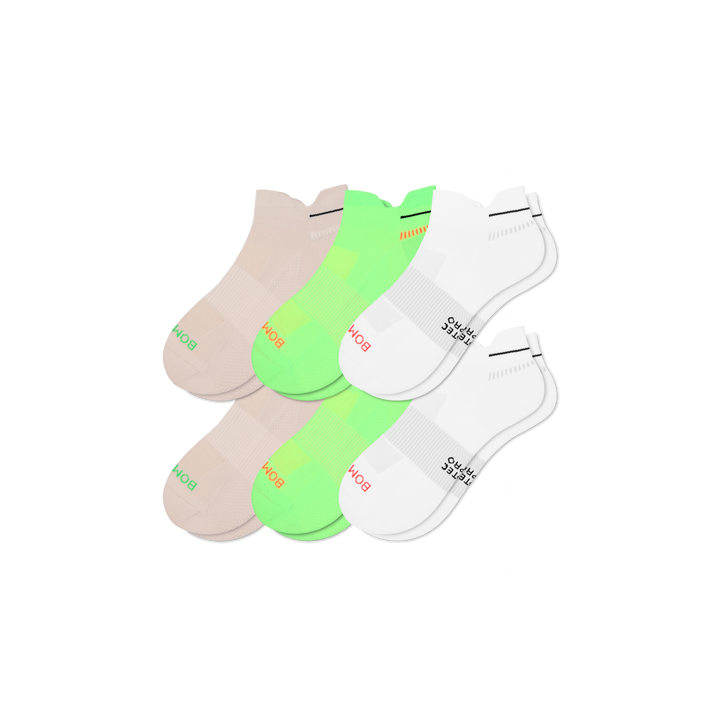 Women's RunPro Ankle Sock 6-Pack - lime sand mix L