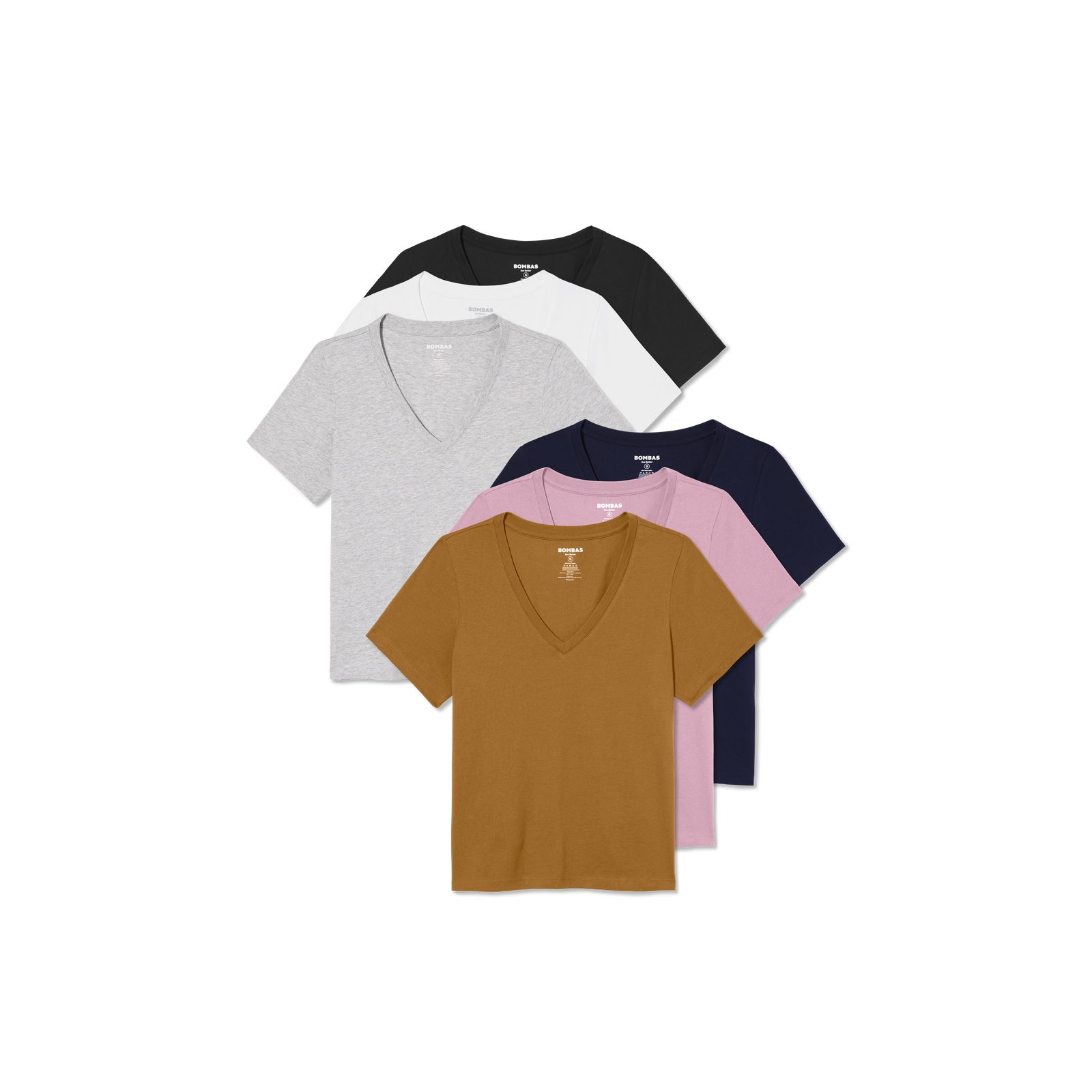 Women's Pima Cotton V-Neck T-Shirt 6-Pack - Mauve Canteen Core Mix L