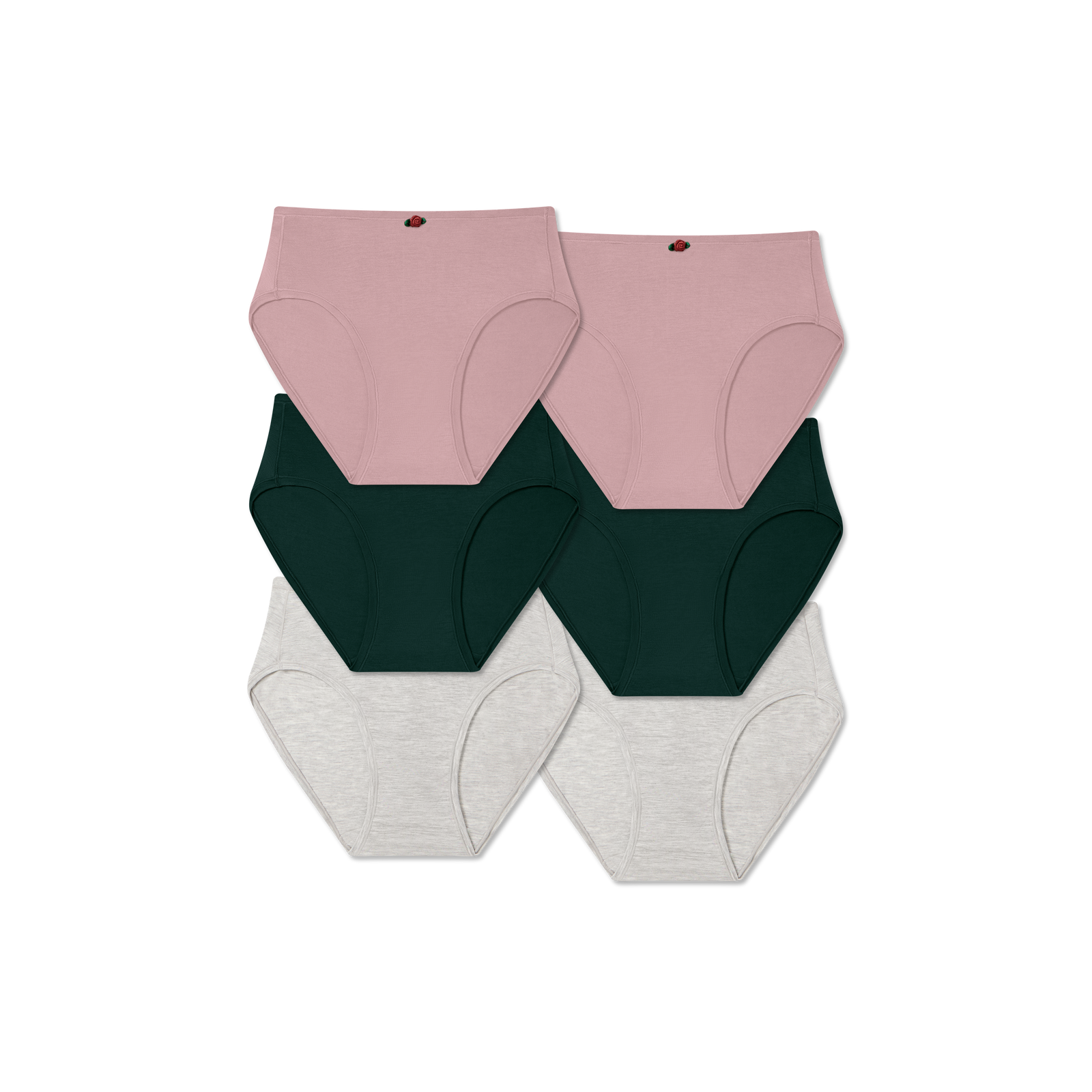 Women's Super Soft Brief 6-Pack - Mauve Green Grey Mix L
