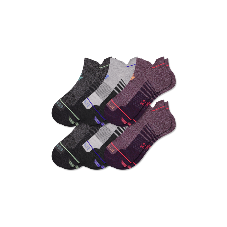 Women's Merino Wool Blend Run Ankle Sock 6-Pack - Easy No Show Step