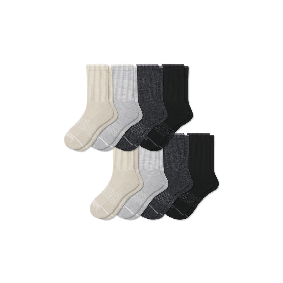 Men's Merino Wool Blend Half Calf Sock 8-Pack - Smooth Low Cut Pair