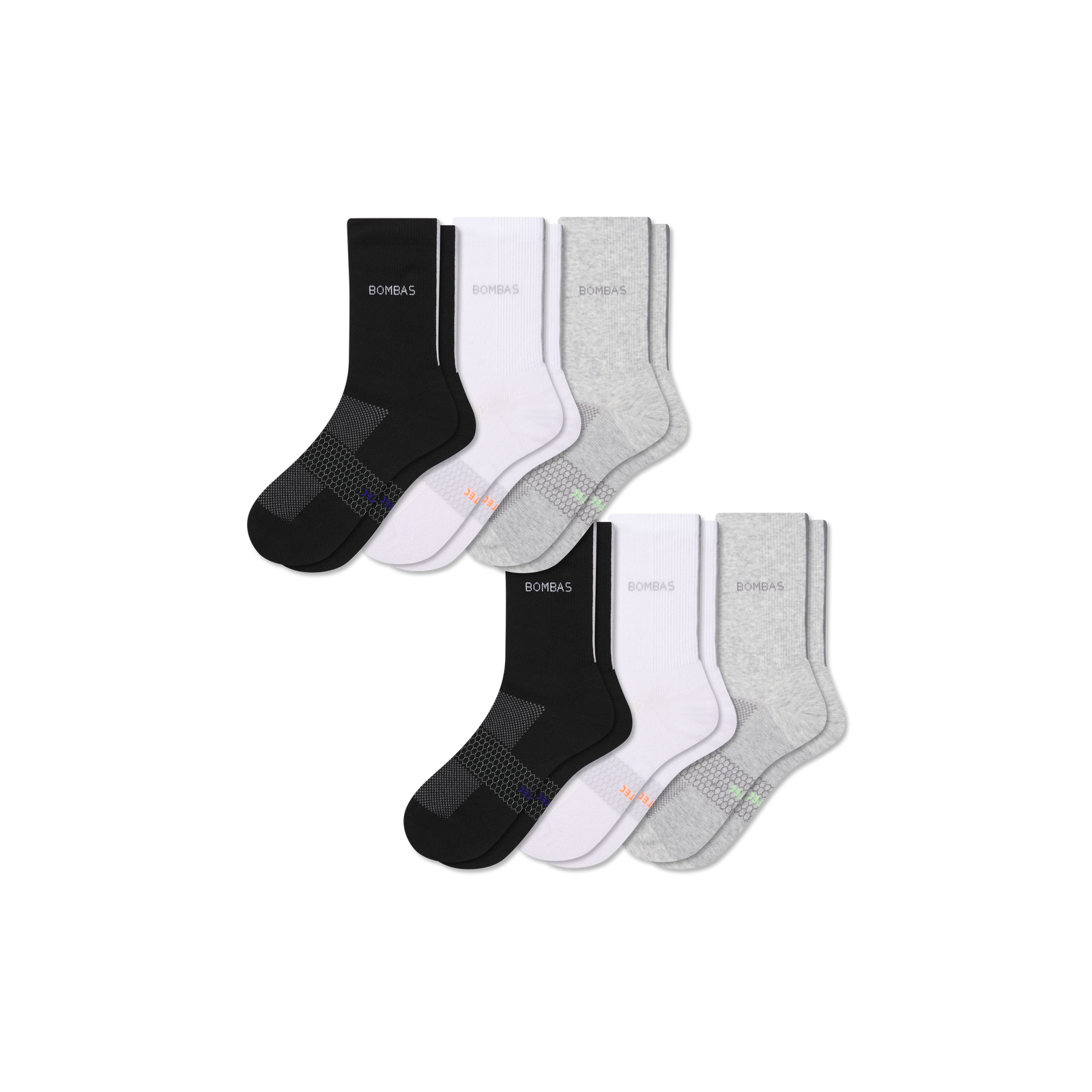 Lightweight Athletic Half Calf Sock 6-Pack - Mixed