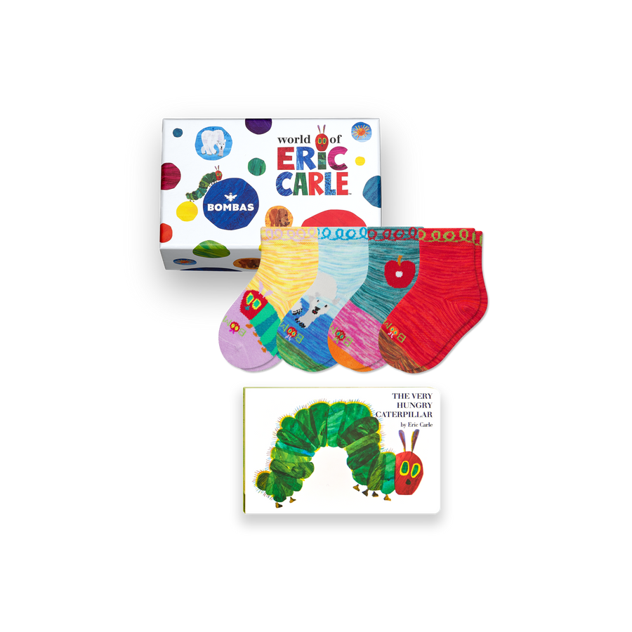 Toddler Eric Carle Lightweight Calf Sock 4-Pack Gift Box & Book - Smart Storage Carry