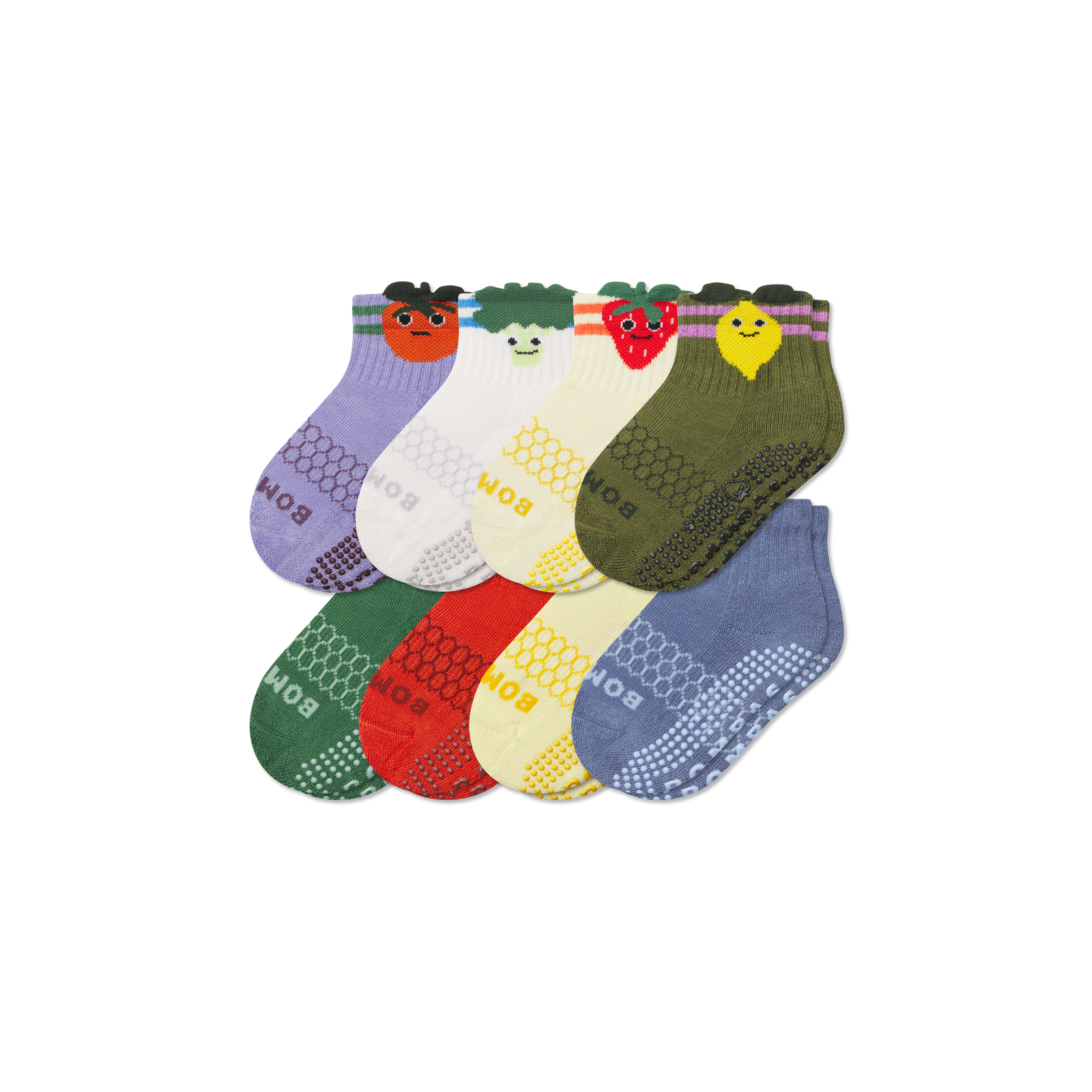 Toddler Gripper Calf Sock 8-Pack - moss blue picnic mix L