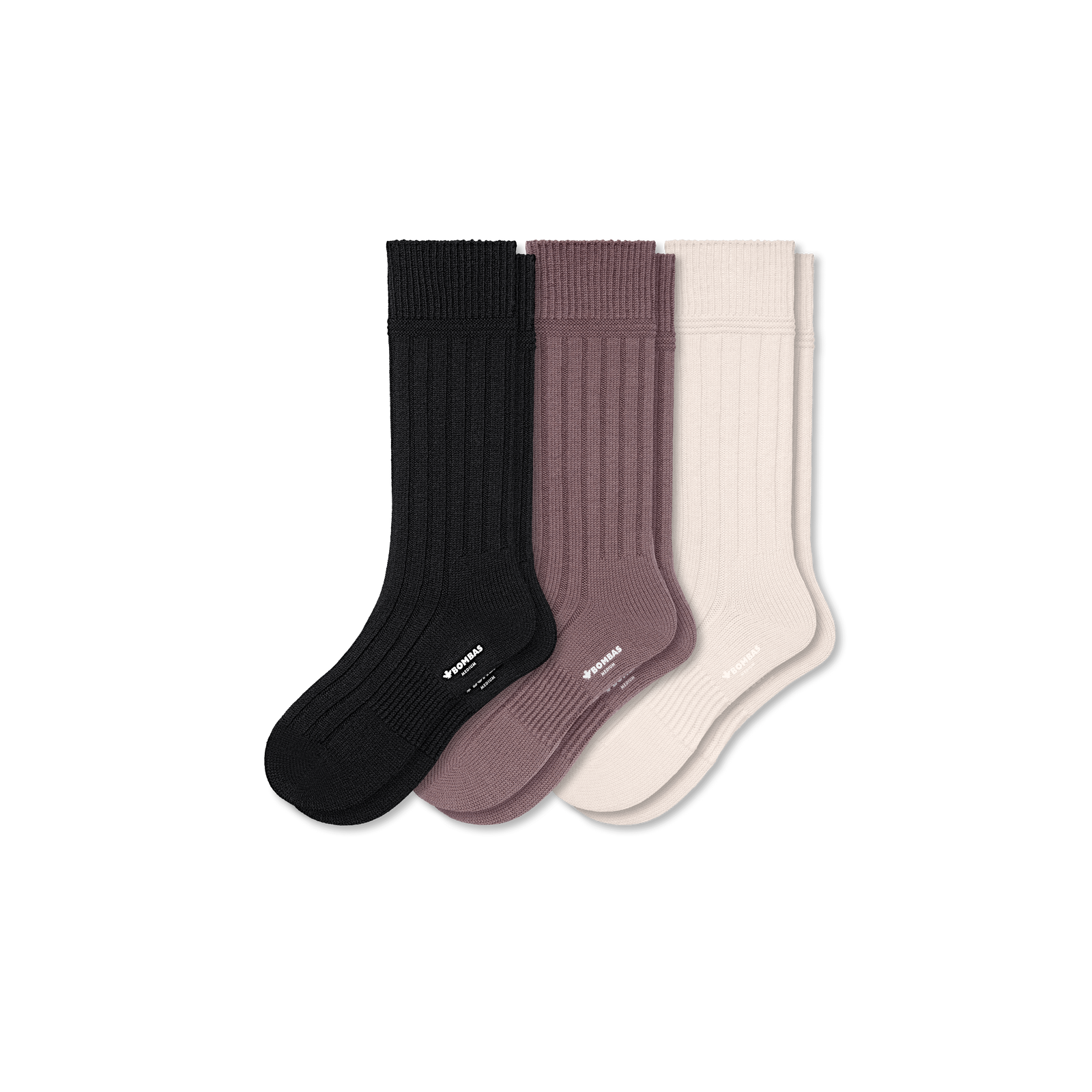 Men's Merino Rib Cashmere Blend Calf Sock 3-Pack - Neutral Mix