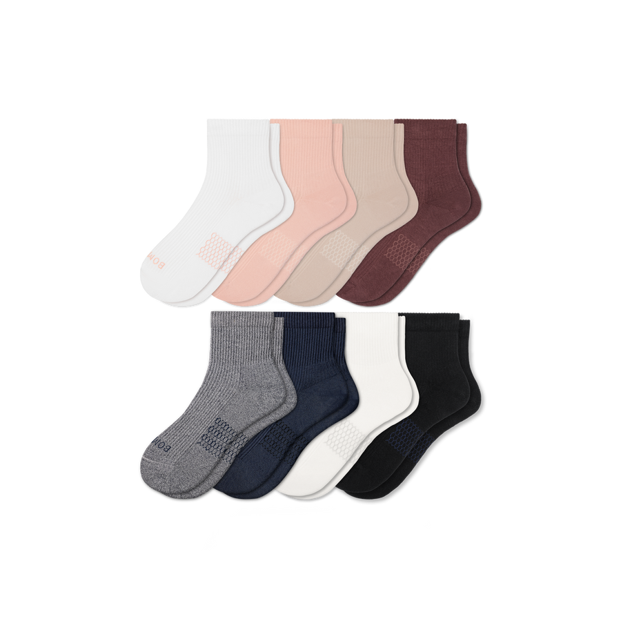 Women's Modern Rib Quarter Sock 8-Pack - Soft Everyday Pair