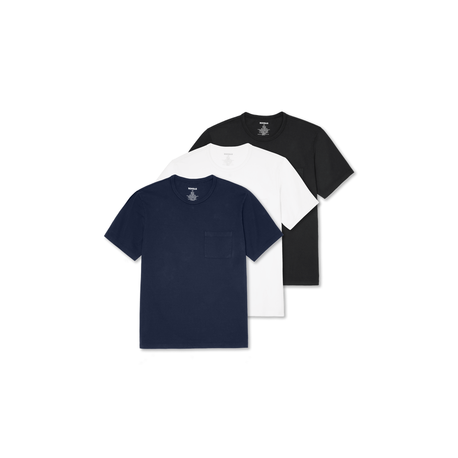 Men’s Premium Weight Pocket Crew Neck T-Shirt 3-Pack - Relaxed Off Duty Layer