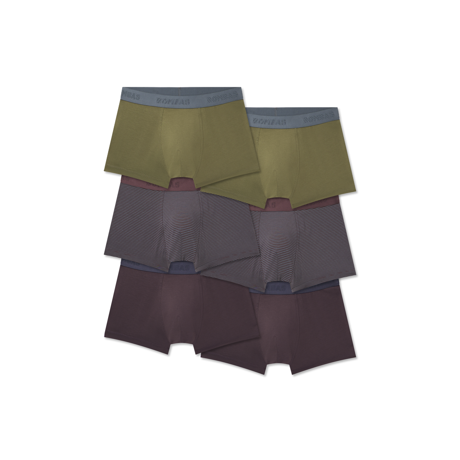Men's Cotton Modal Blend Trunk 6-Pack - Olive Moss All Spice Mix L