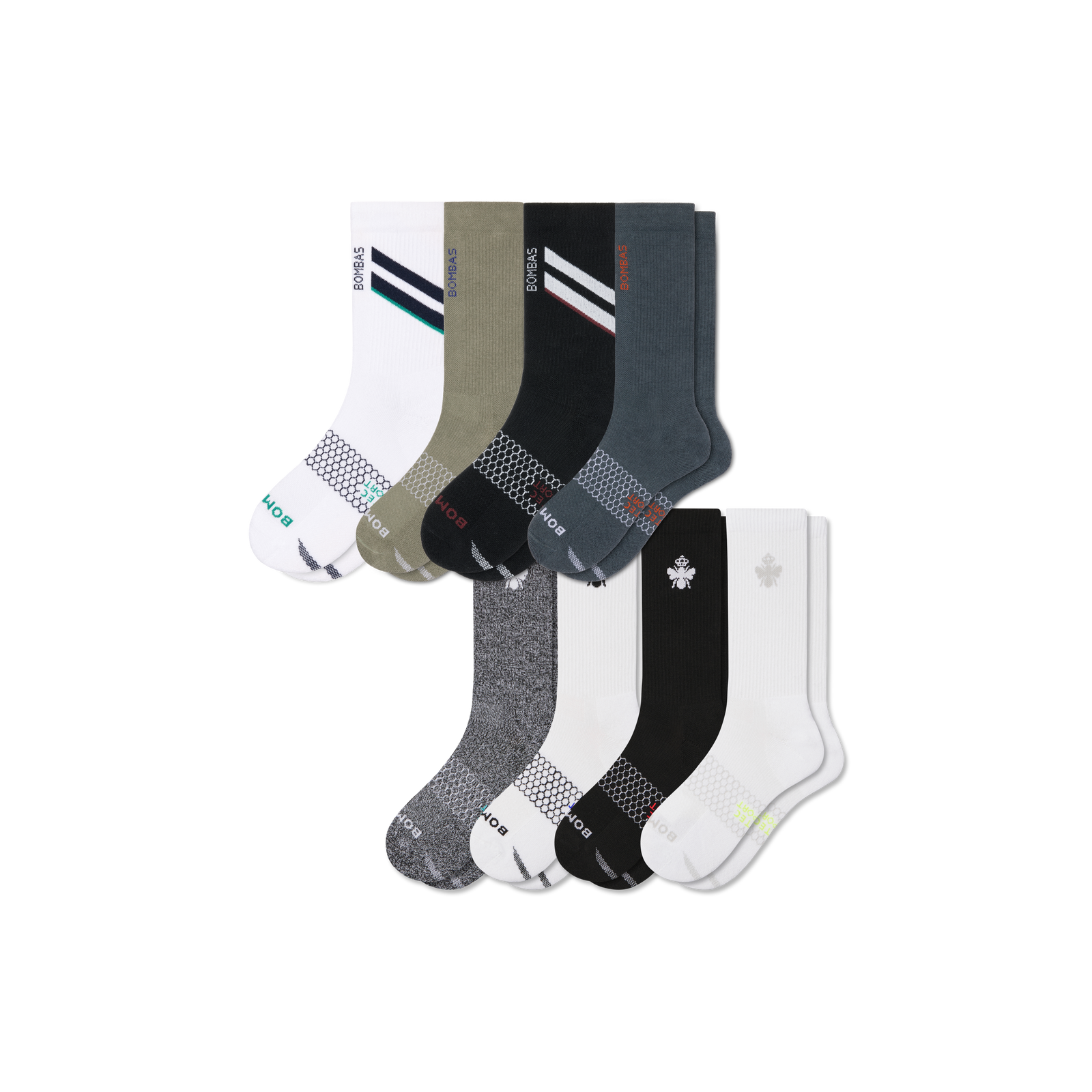 Men's All Sport Calf Sock 8-Pack - pebble core mix L