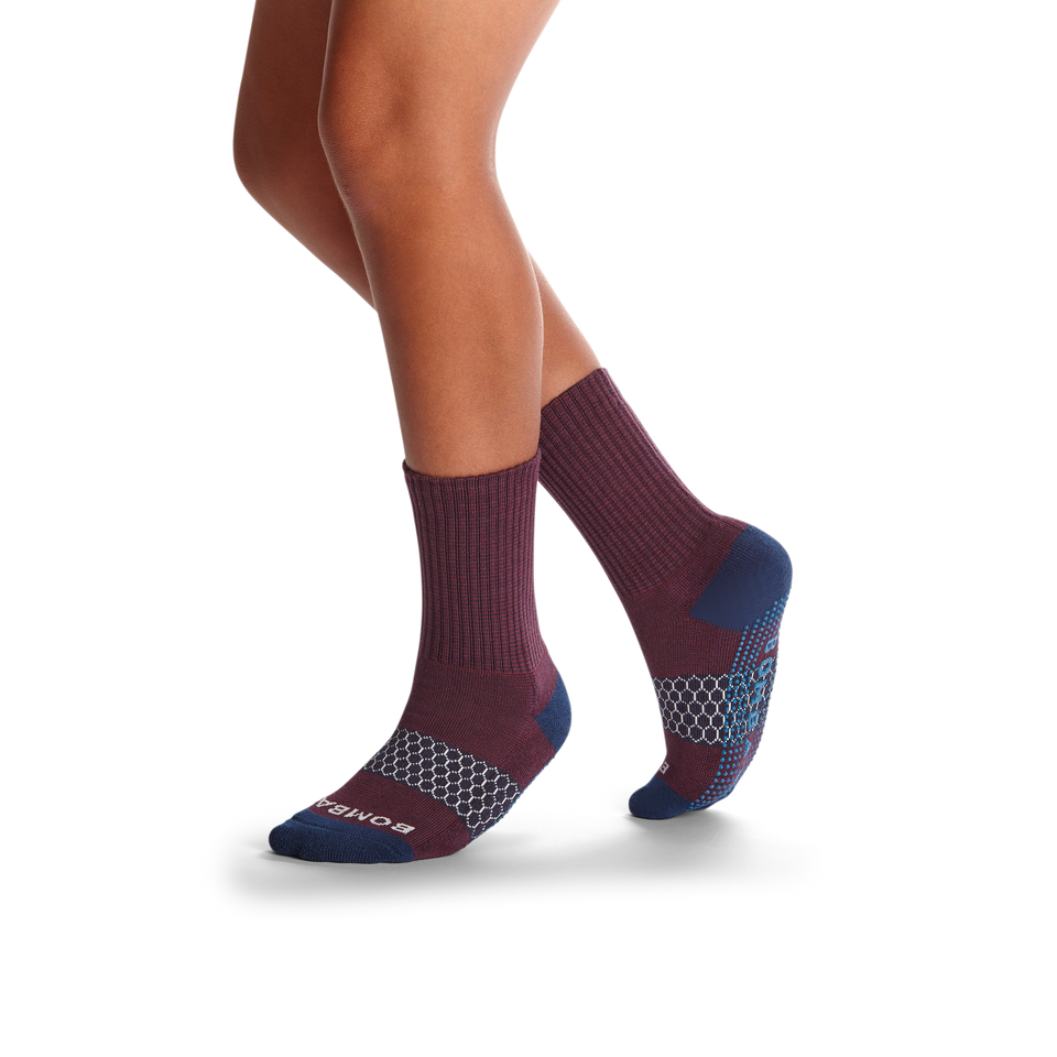 Youth Microstripe Gripper Calf Sock 4-Pack - pine-purple-mix - 4