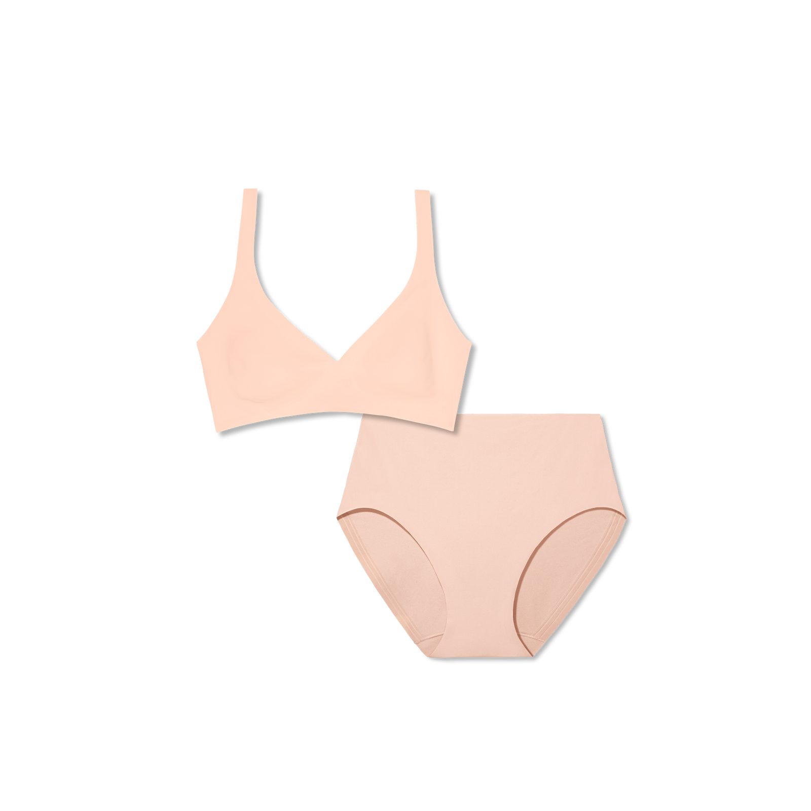Women’s No Show Plunge Bralette + High Rise Brief - Pink Sandstone