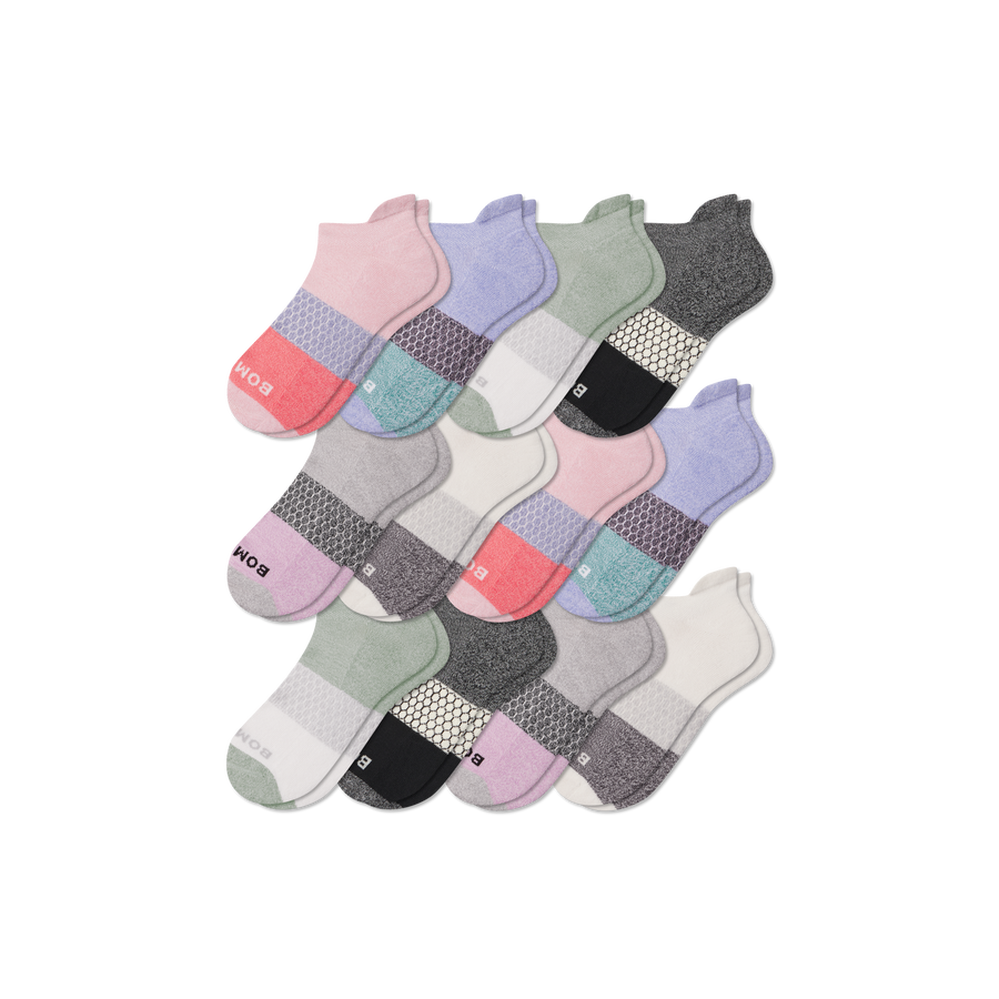 Women's Tri-Block Ankle Sock 12-Pack - Daily Travel Wear