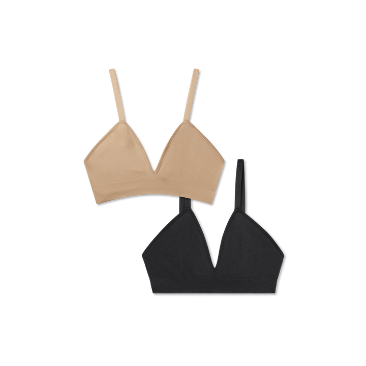Women's Seamless Triangle Bralette 2-Pack - Sahara Sand x Black L