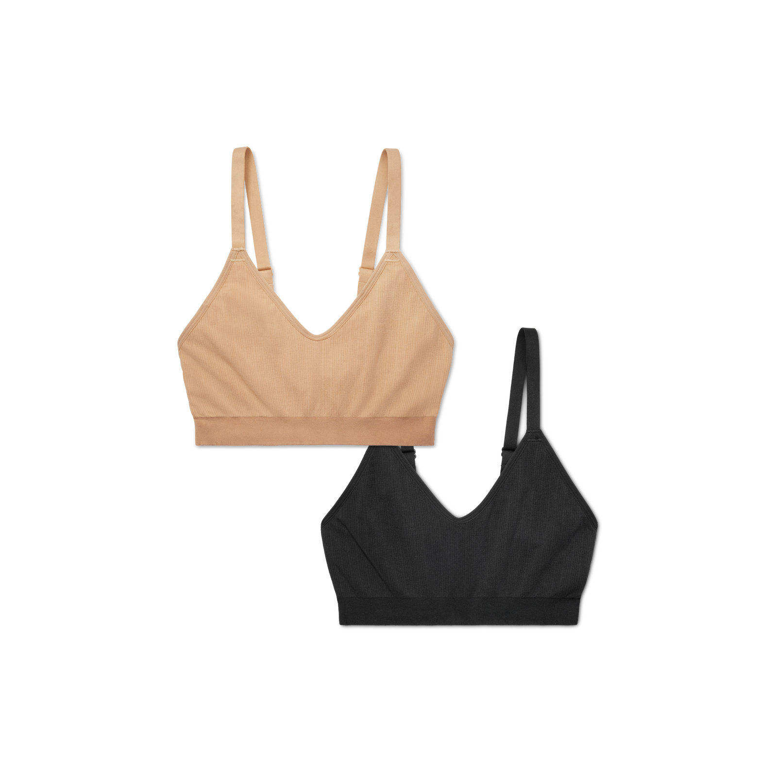 Women's Ribbed Seamless Bralette Sandcastle Mix 2-Pack L