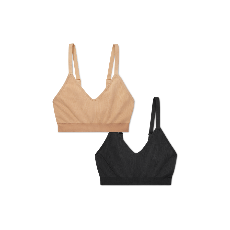 Women's Seamless Scoop Bralette 2-Pack - Easy Fit Shape