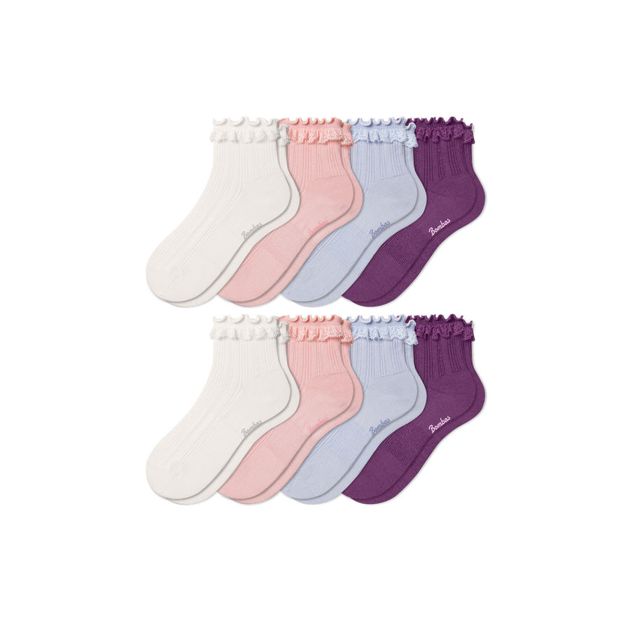 Youth Ruffle Rib Quarter Sock 8-Pack - Weekend Hike Fit