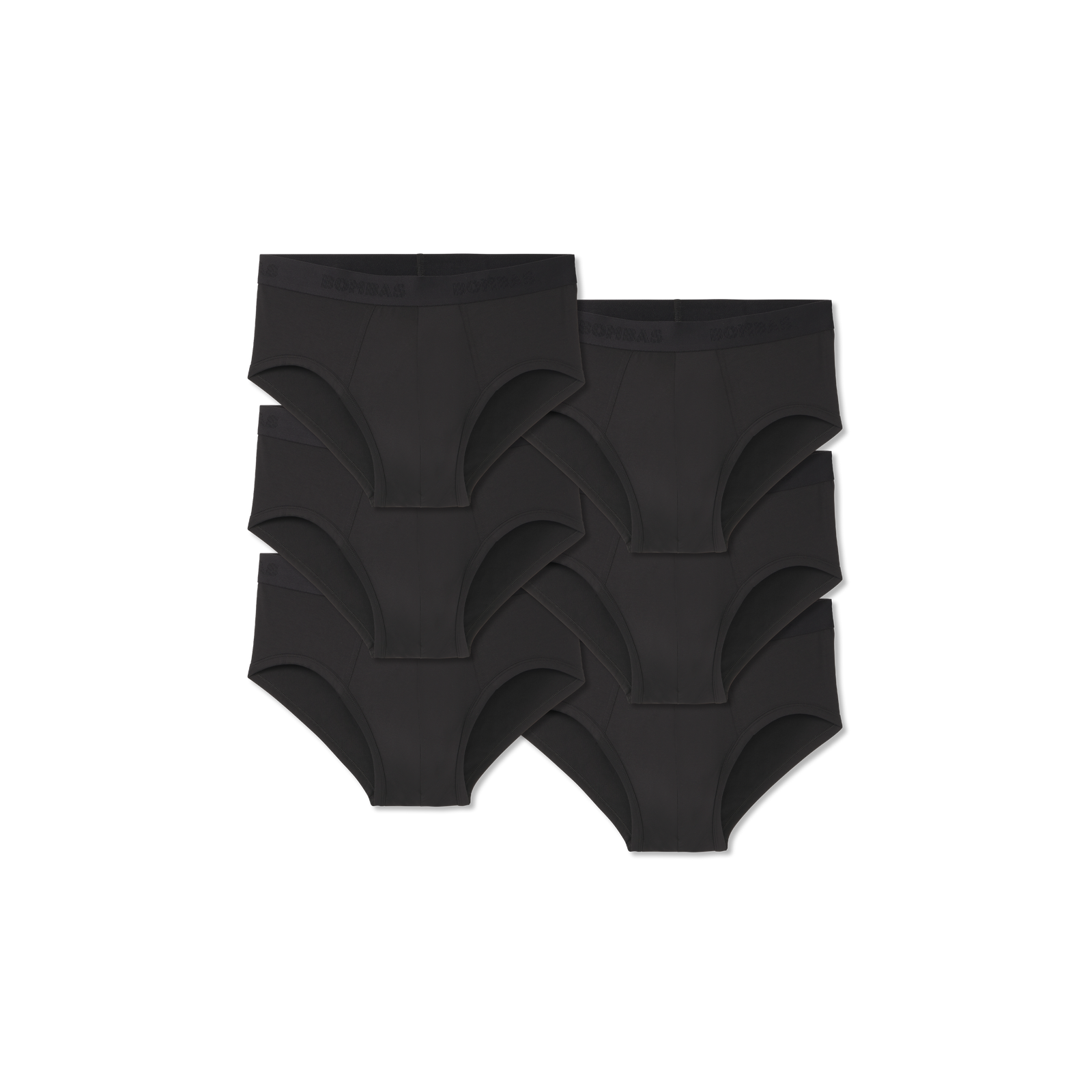 Men's Cotton Modal Blend Flyless Brief 6-Pack - Solid Black L [8817]