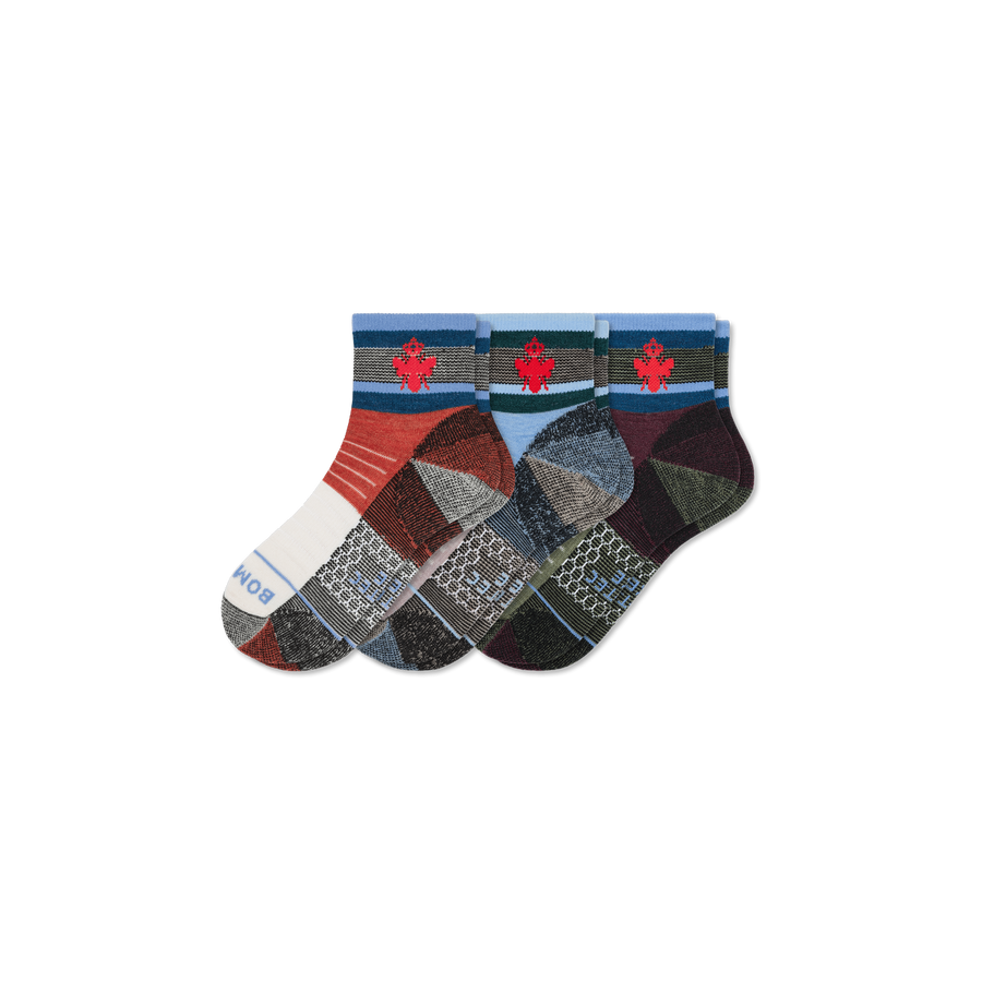 Cotopaxi x Bombas Merino Wool Blend Hiking Quarter Sock 3-Pack - Easy Trail Rotation
