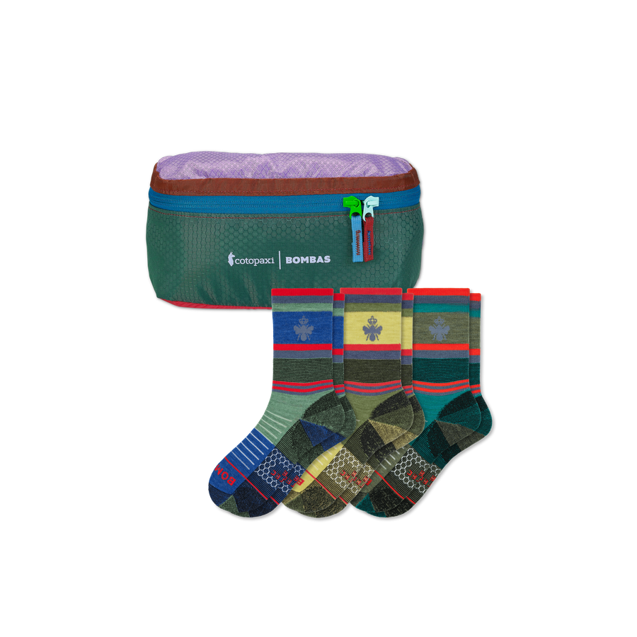 Cotopaxi x Bombas Merino Wool Blend Hiking Calf Sock 3-Pack & Fanny Pack - Outdoor Gift Choice