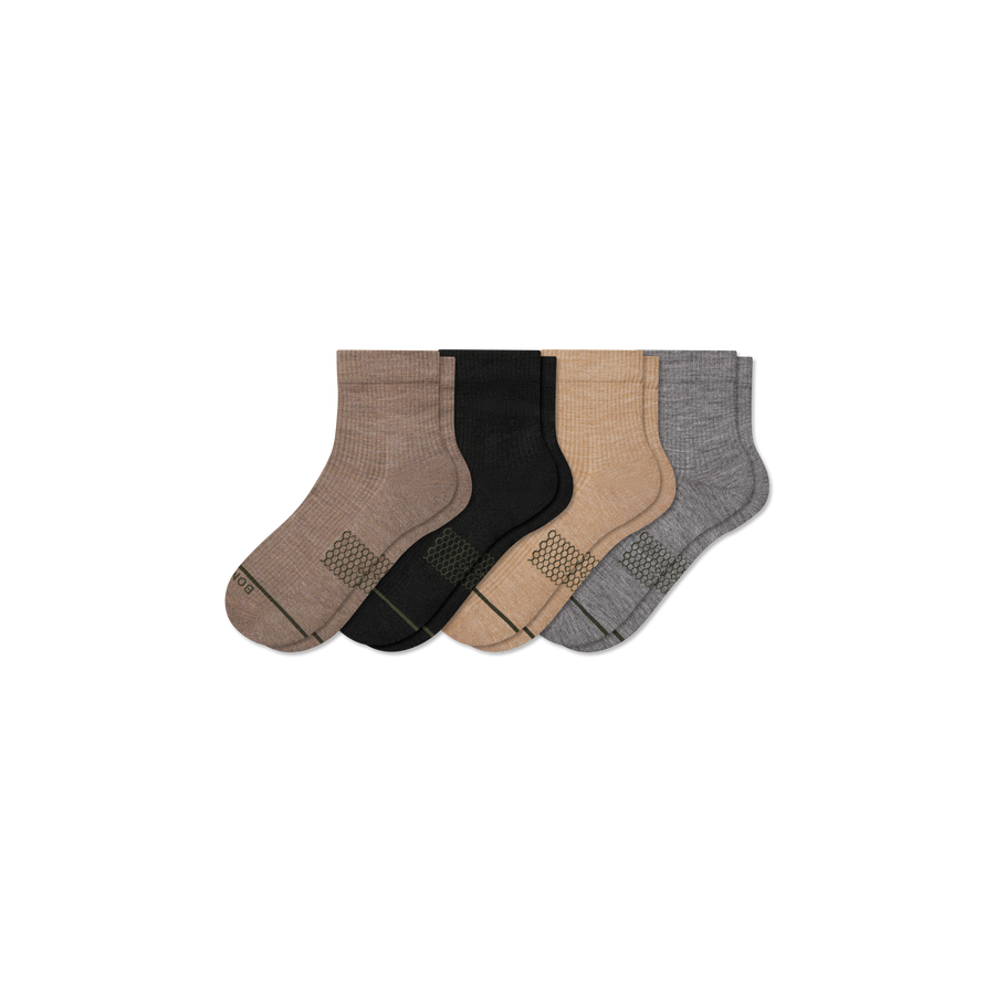 Men's Merino Wool Blend Modern Rib Quarter Sock 4-Pack - Run Recovery Wear