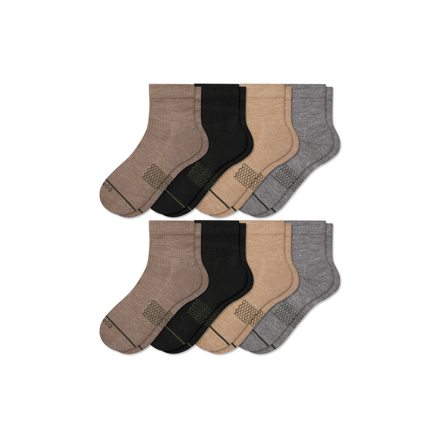 Men's Merino Wool Blend Modern Rib Quarter Sock 8-Pack - Light Shift Comfort