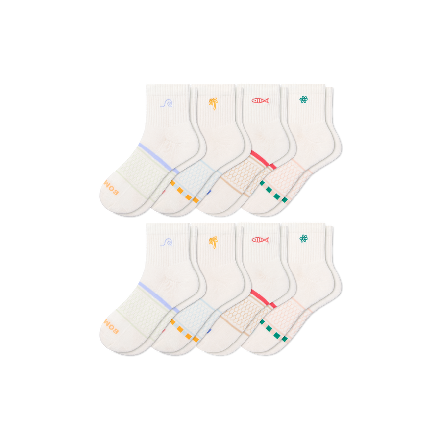 Women's Beach Day Embroidered Quarter Sock 8-Pack - Fresh Hike Pair
