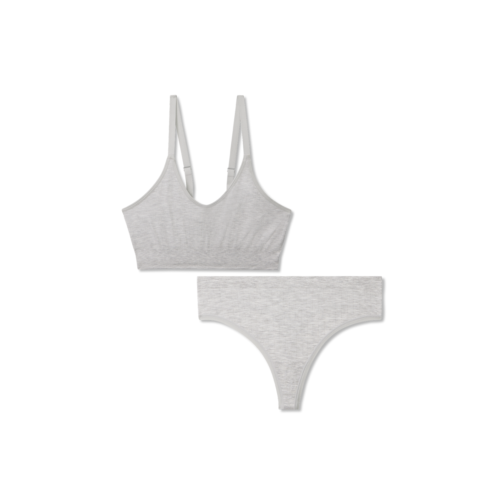 Women's Seamless Scoop Bralette + Thong - Varsity Grey Heather L