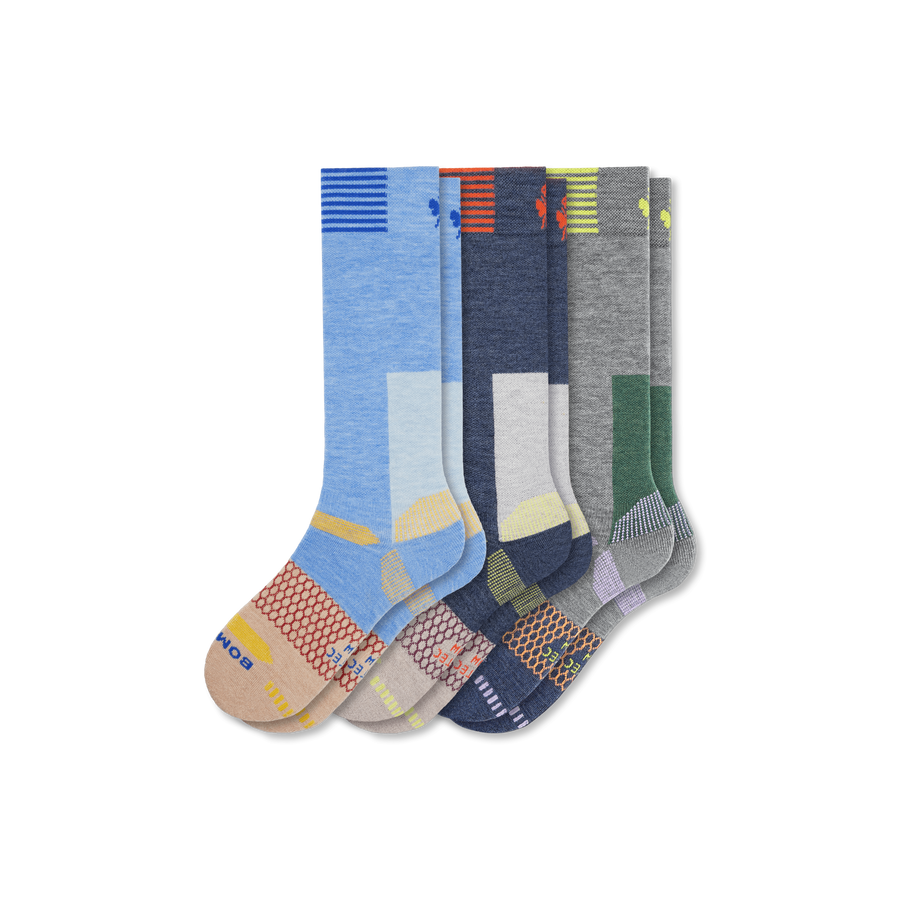 Women's Full-Cushion Merino Wool Blend Ski & Snowboard Sock 3-Pack - Studio Hike Step