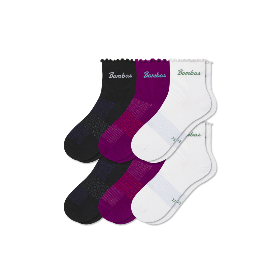 Women’s UltraLite Ruffle Sport Quarter Sock 6-Pack - Active Lounge Fit